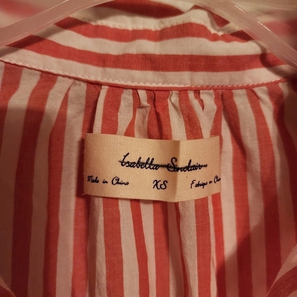 Isabella Sinclair Wellesley Striped Top XS Red White Anthropologie - Picture 5 of 9